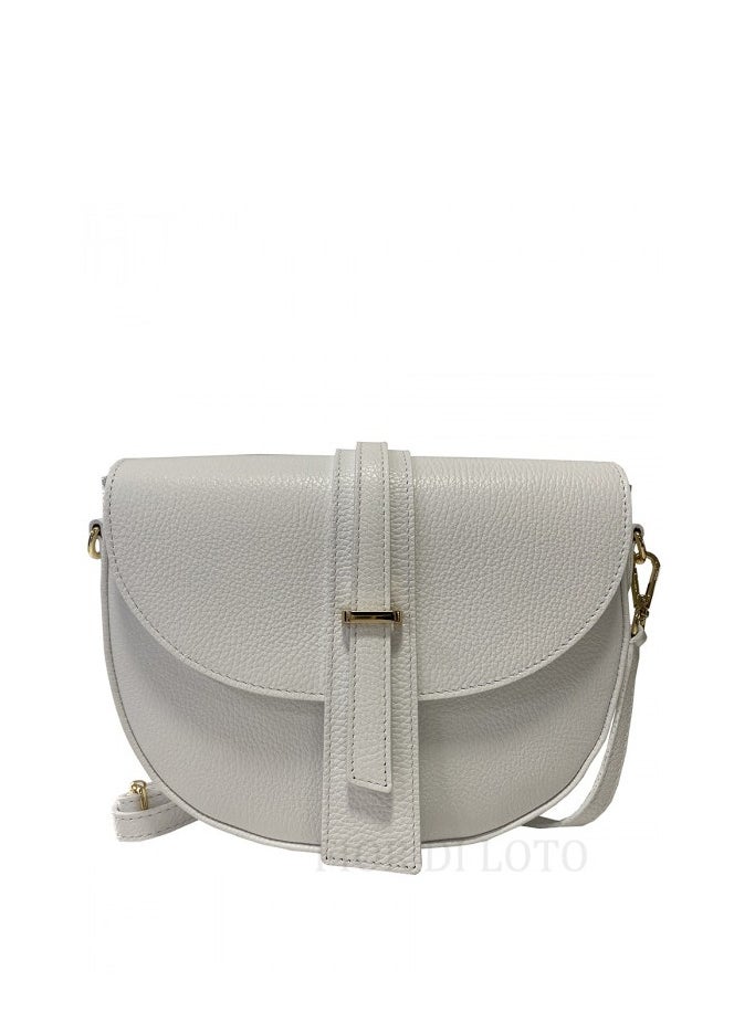 White, Messenger Bag, Genuine Leather, Made In Italy