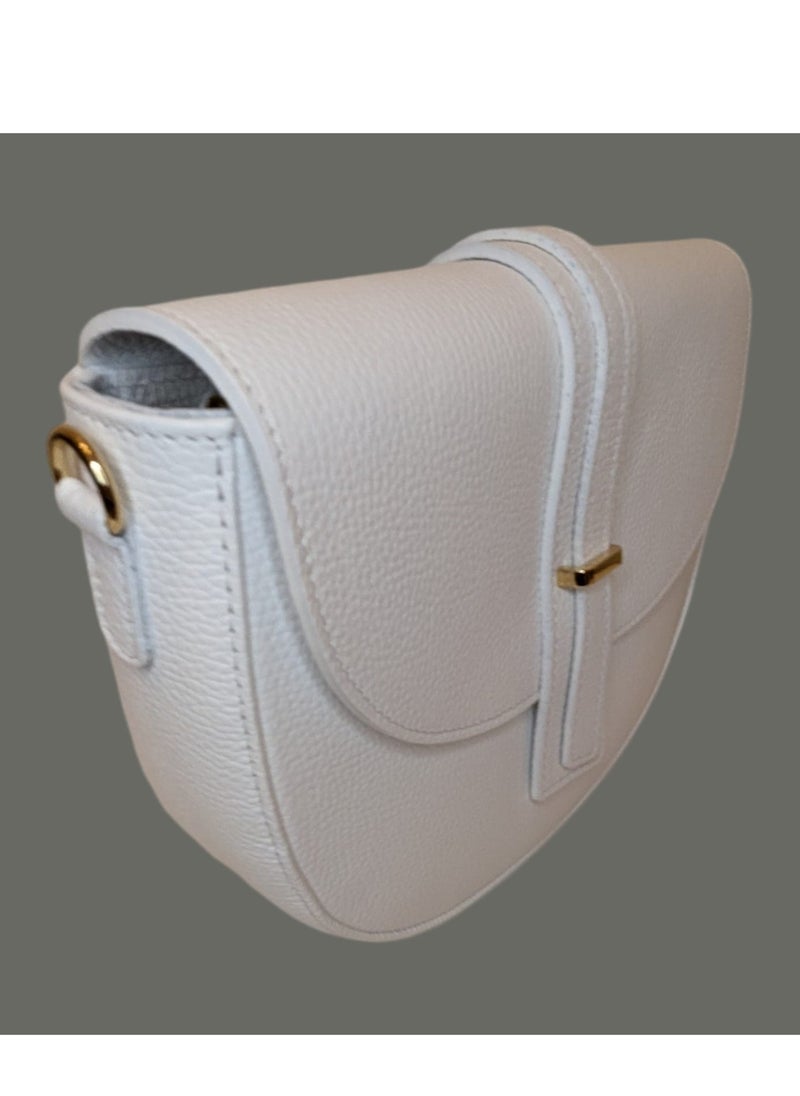 White, Messenger Bag, Genuine Leather, Made In Italy