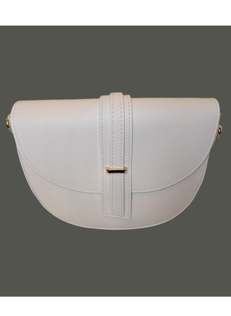 White, Messenger Bag, Genuine Leather, Made In Italy