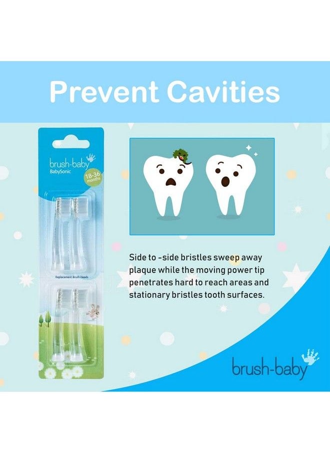 Brush Baby Babysonic Replacement Brush Heads (1836 Months) Pack Of 4 Multicolor (Abrb085)