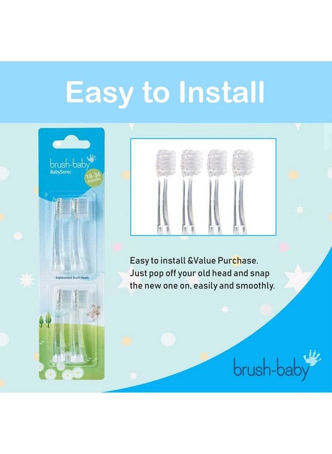 Brush Baby Babysonic Replacement Brush Heads (1836 Months) Pack Of 4 Multicolor (Abrb085)