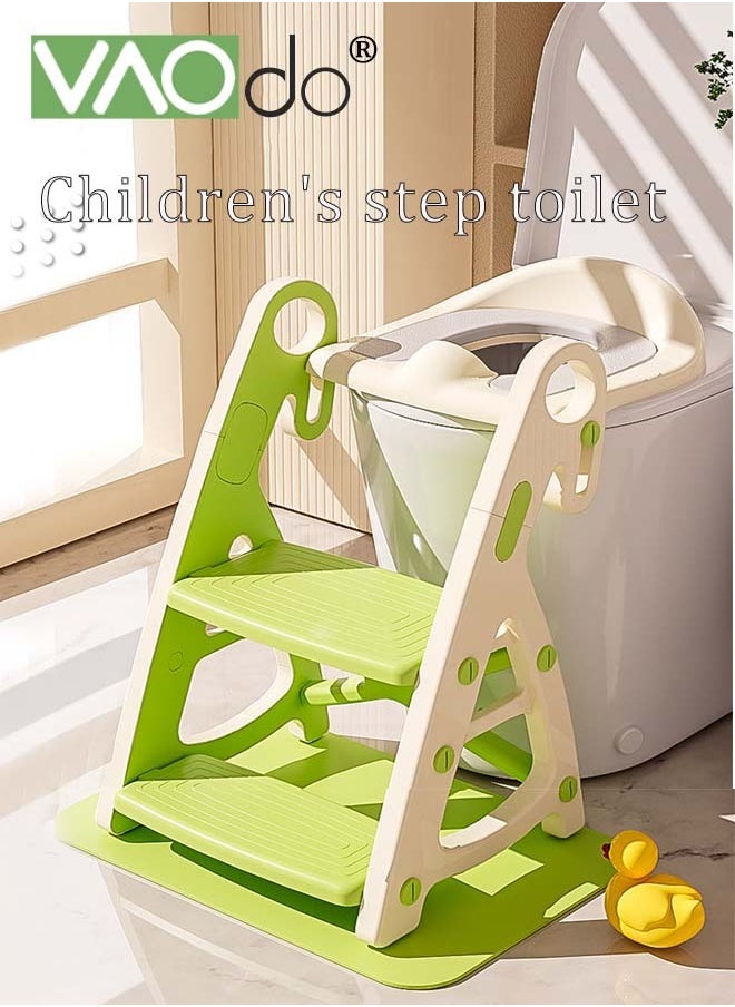 2 in 1 Potty Training Seat Ladder Toddler,Potty Seat Toilet Boys Girls,Kids Toilet Training Seat Step with PP cushion Toilet Seat