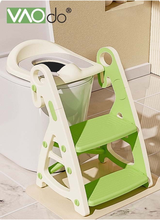 2 in 1 Potty Training Seat Ladder Toddler,Potty Seat Toilet Boys Girls,Kids Toilet Training Seat Step with PP cushion Toilet Seat