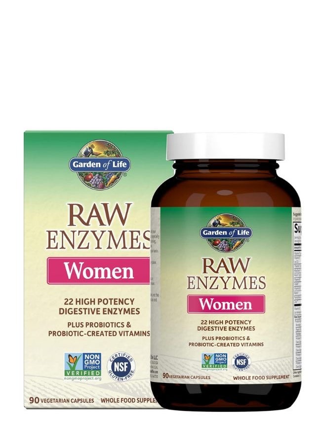 Vegetarian Digestive Supplement For Women Raw Enzymes 90 Capsules