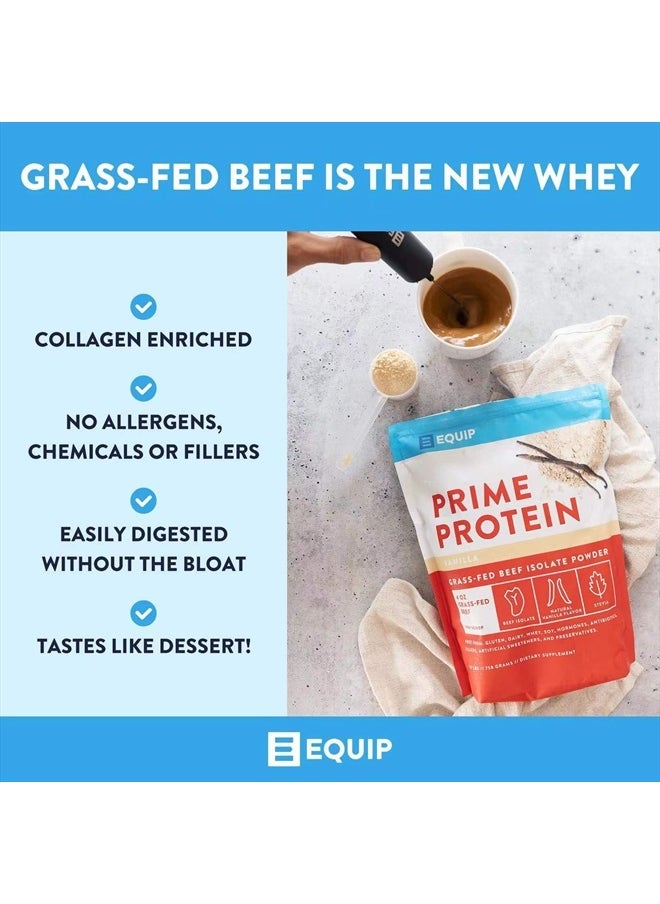 Foods Prime Protein Powder | Clean, Grass Fed Beef Protein Isolate | Carnivore Protein Powder | Paleo, Keto Friendly | Gluten, Dairy Free | Helps Build & Repair Tissue | 30 Servings, Vanilla