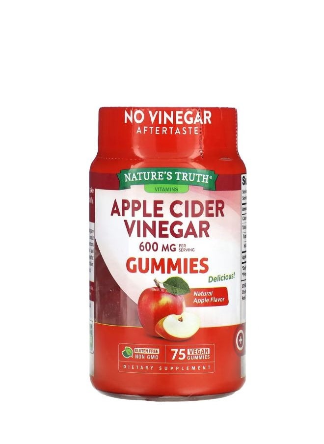 Apple Cider Vinegar, Natural Apple, 600 Mg, 75 Vegan Gummies 200 Mg Per Gummy