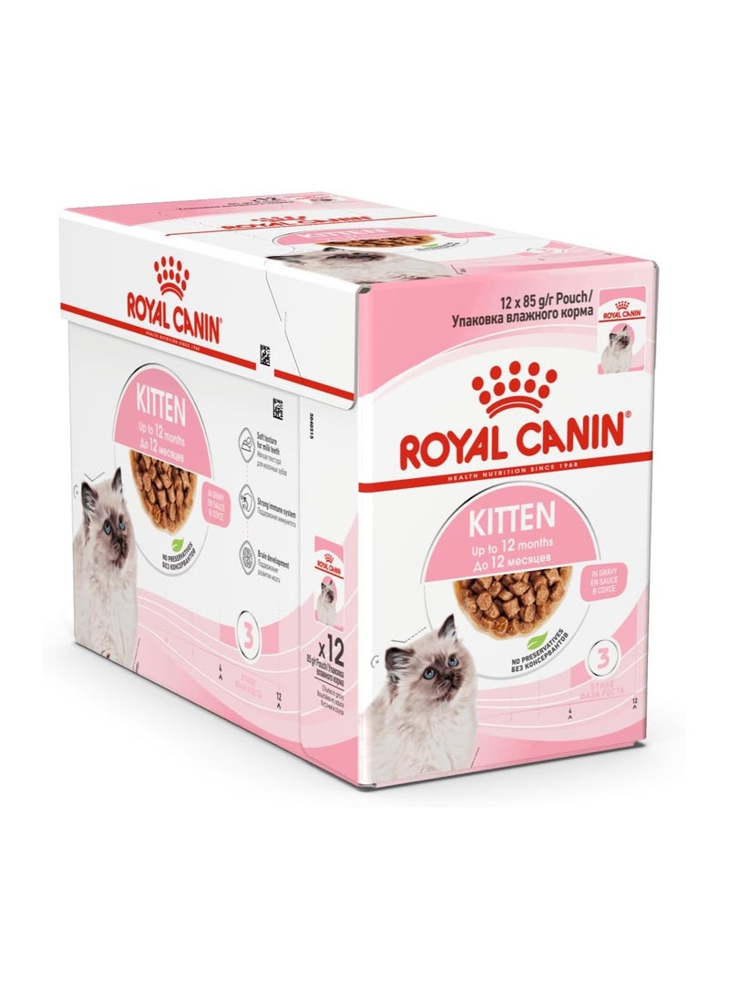 Royal Canin FHN Feline Health Nutrition Kitten Gravy 12x 85gm Cat Wet Food Pouches