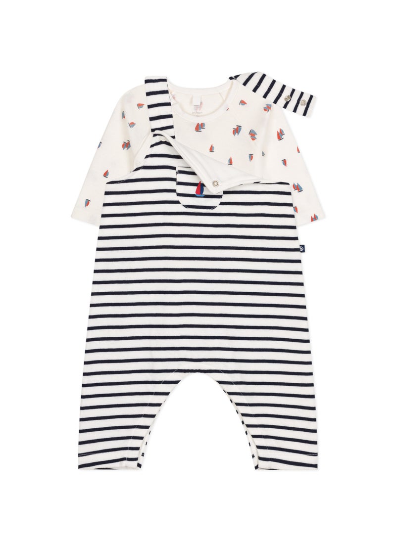 Babies' cotton dungarees and bodysuit set