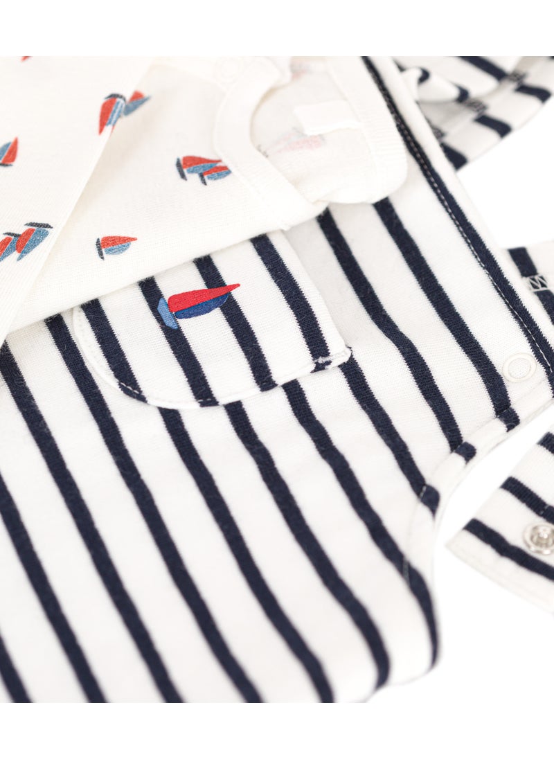 Babies' cotton dungarees and bodysuit set