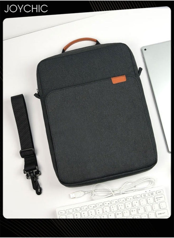 Oxford Waterproof Business Tablet Carrying Case Wear-resistant Electronic Accessories Organizer with Pockets Fit 13 inch for Men Women School Office Work-Black