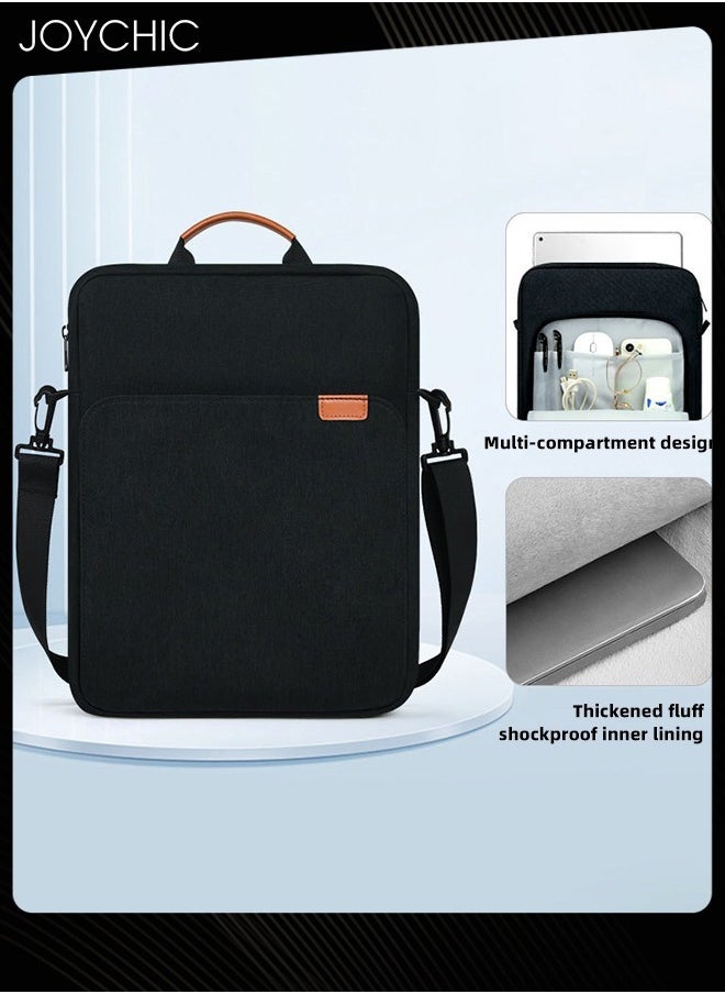 Oxford Waterproof Business Tablet Carrying Case Wear-resistant Electronic Accessories Organizer with Pockets Fit 13 inch for Men Women School Office Work-Black
