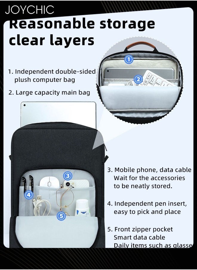 Oxford Waterproof Business Tablet Carrying Case Wear-resistant Electronic Accessories Organizer with Pockets Fit 13 inch for Men Women School Office Work-Black