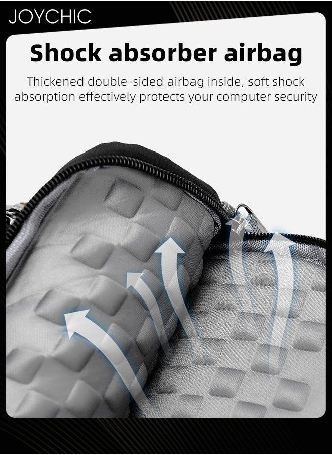 15.6 Inch Business Multi-Pocket Laptop Sleeve Briefcase Large Capacity Shoulder Bag Electronic Accessories Organizer Waterproof Messenger Carrying Case Black