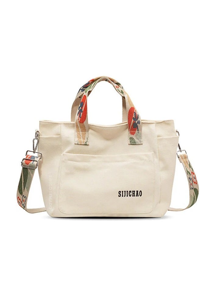 Canvas shoulder bag with large capacity for women Sizes:29x26x14 cm Colour:Beige