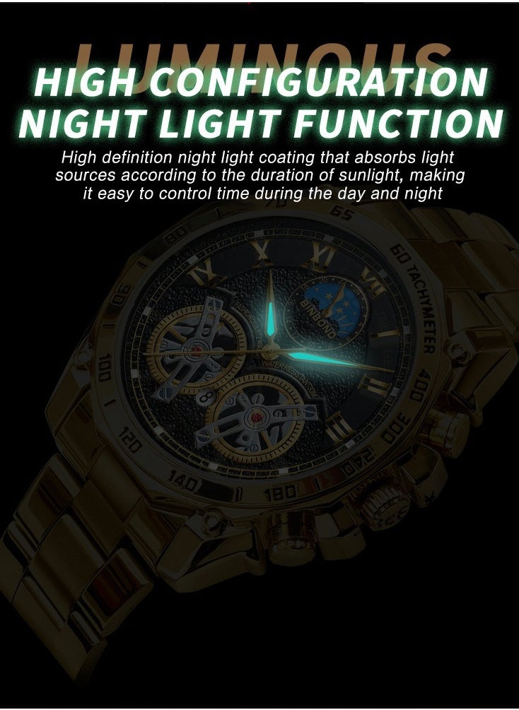 Men's Multifunctional Three-Dimensional Luminous Waterproof Quartz Watch