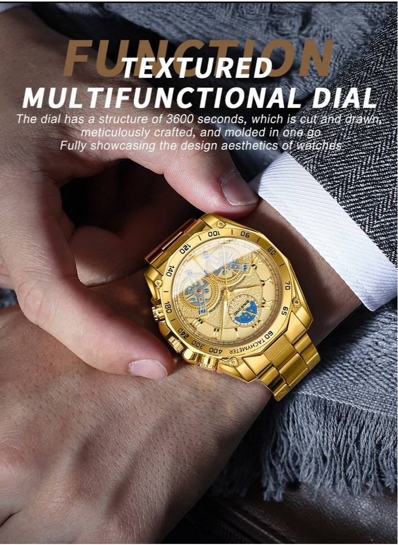 Men's Multifunctional Three-Dimensional Luminous Waterproof Quartz Watch