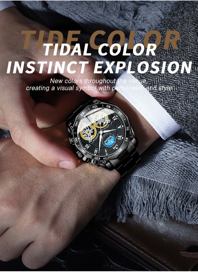 Men's Multifunctional Three-Dimensional Luminous Waterproof Quartz Watch