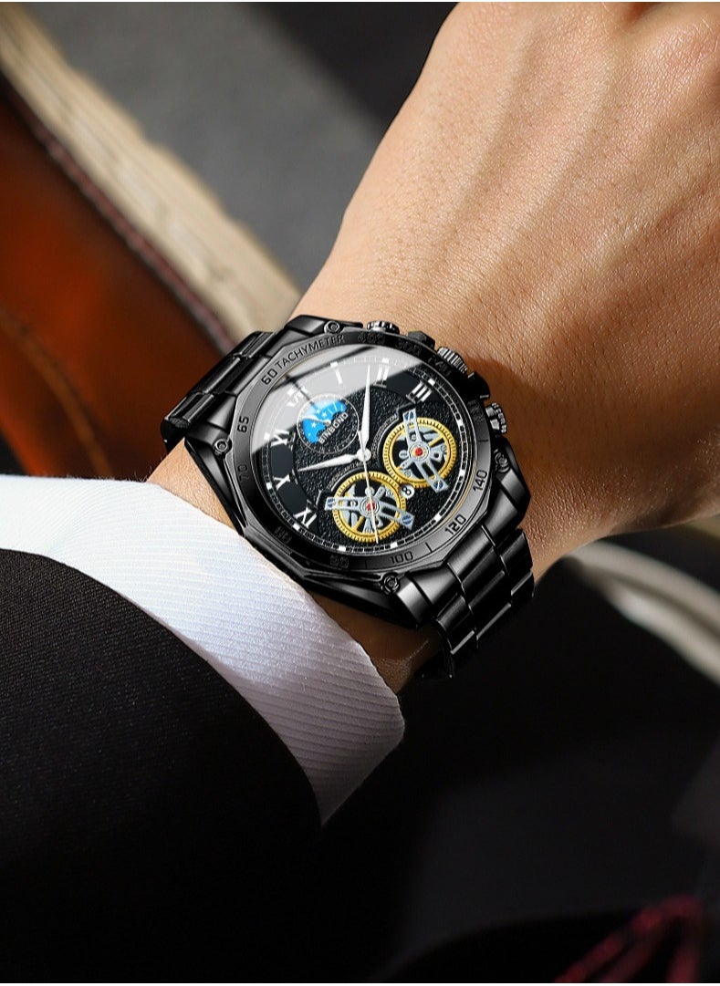 Men's Multifunctional Three-Dimensional Luminous Waterproof Quartz Watch