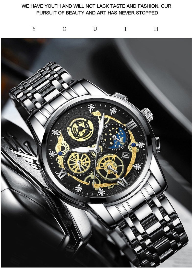 Men's Multifunctional Three-Dimensional Luminous Waterproof Quartz Watch