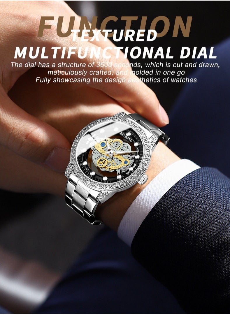 Men's Multifunctional Hollow Three-Dimensional Luminous Waterproof Quartz Watch