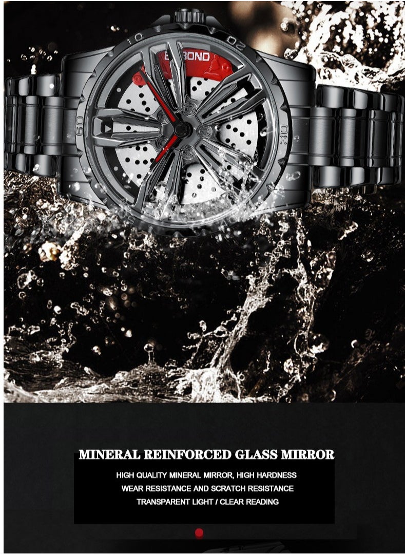 Men's 3D Skeleton Rotating Waterproof Quartz Watch