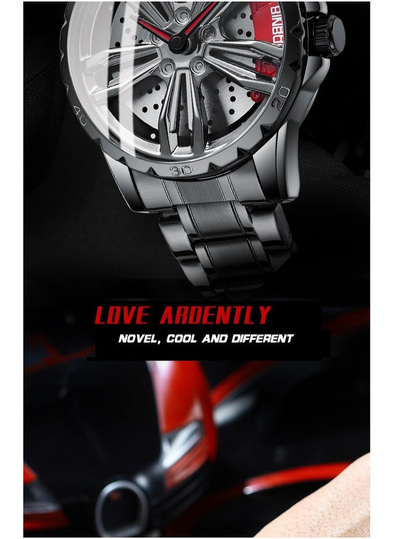 Men's 3D Skeleton Rotating Waterproof Quartz Watch