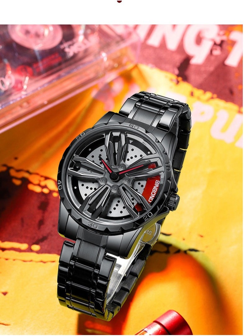 Men's 3D Skeleton Rotating Waterproof Quartz Watch