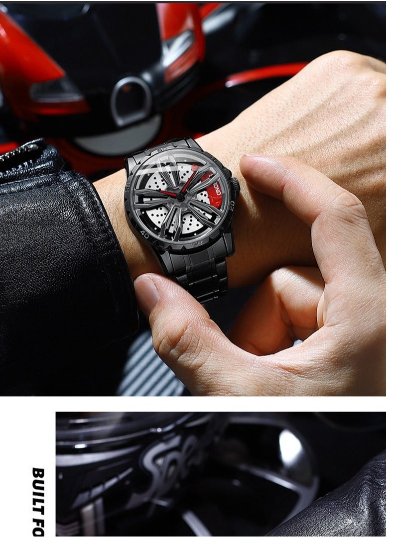 Men's 3D Skeleton Rotating Waterproof Quartz Watch