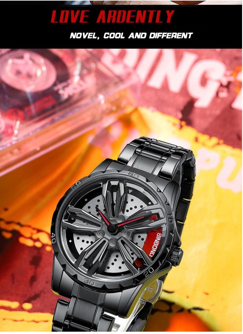 Men's 3D Skeleton Rotating Waterproof Quartz Watch