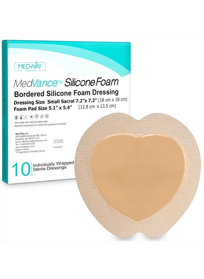 TM Silicone - Sacral Bordered Silicone Adhesive Foam Wound Dressing, Bed Sore Treatment Bandage for Sacrum, Size 7