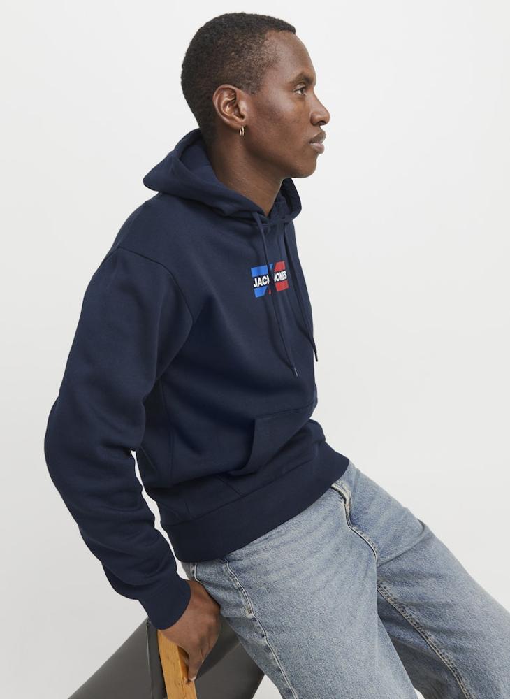 Logo Print Pull Over Hoodie