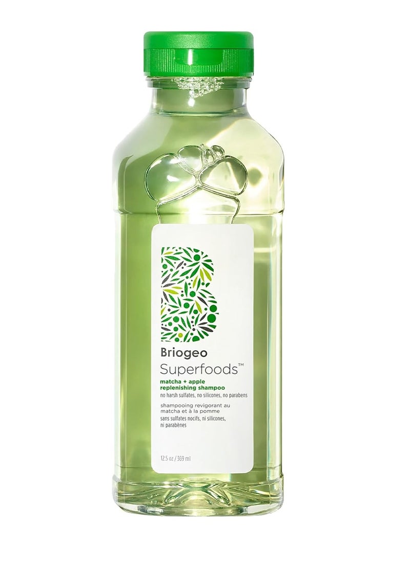 Superfoods Matcha and Apple Replenishing Shampoo Supports Healthy Balanced Hair and Scalp Vegan Phalate and Paraben Free  369ml