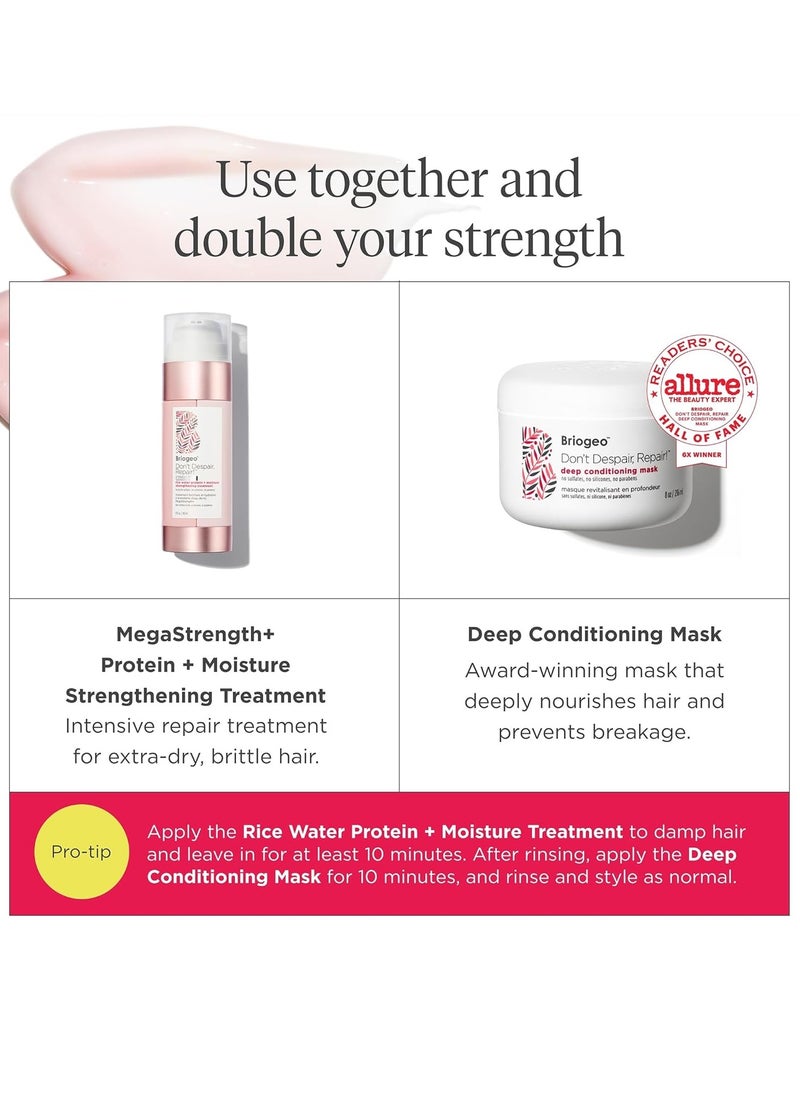 Don’t Despair Repair Mega Strength Rice Water Protein and Moisture Strengthening Hair Treatment Dry and Damaged Hair No Harsh Sulfates Silicones or Parabens 148ml