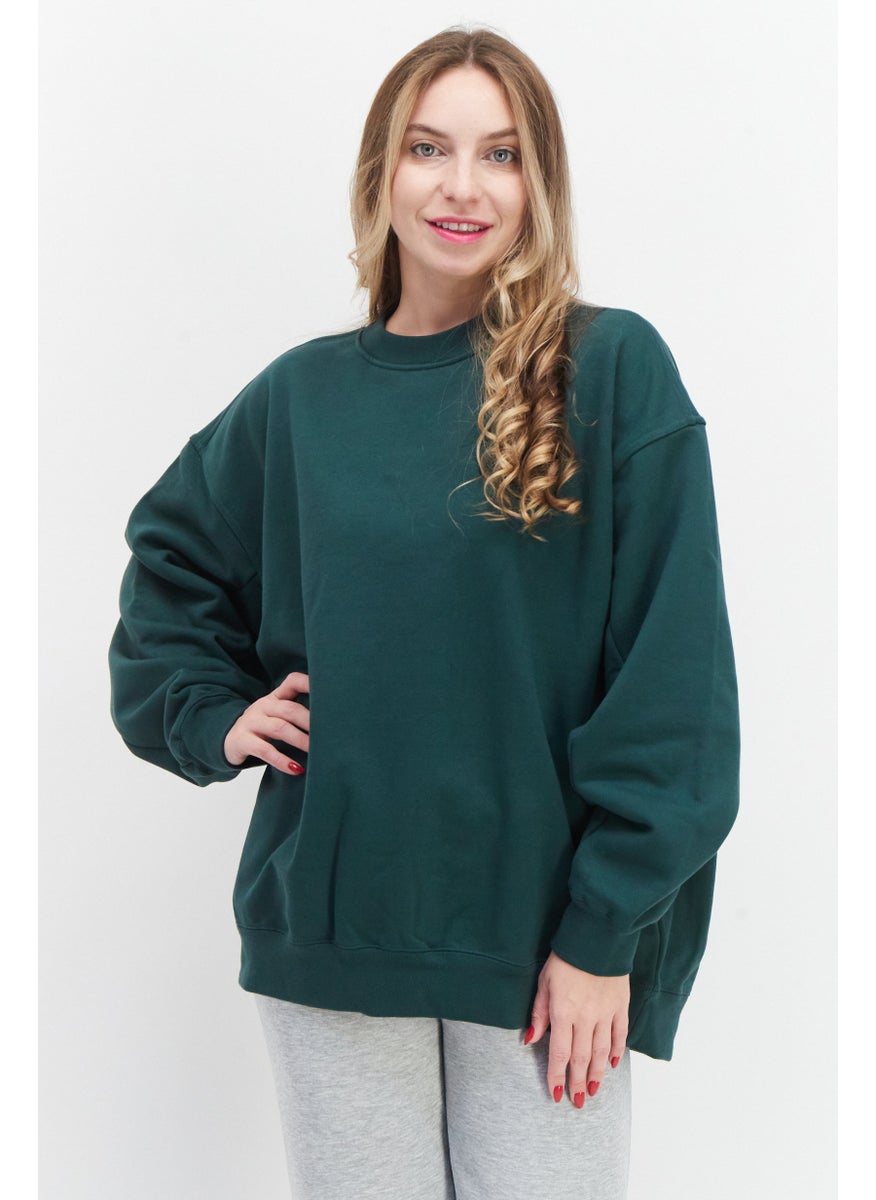 Women Sportswear Fit Long Sleeve Training Sweatshirt, Green