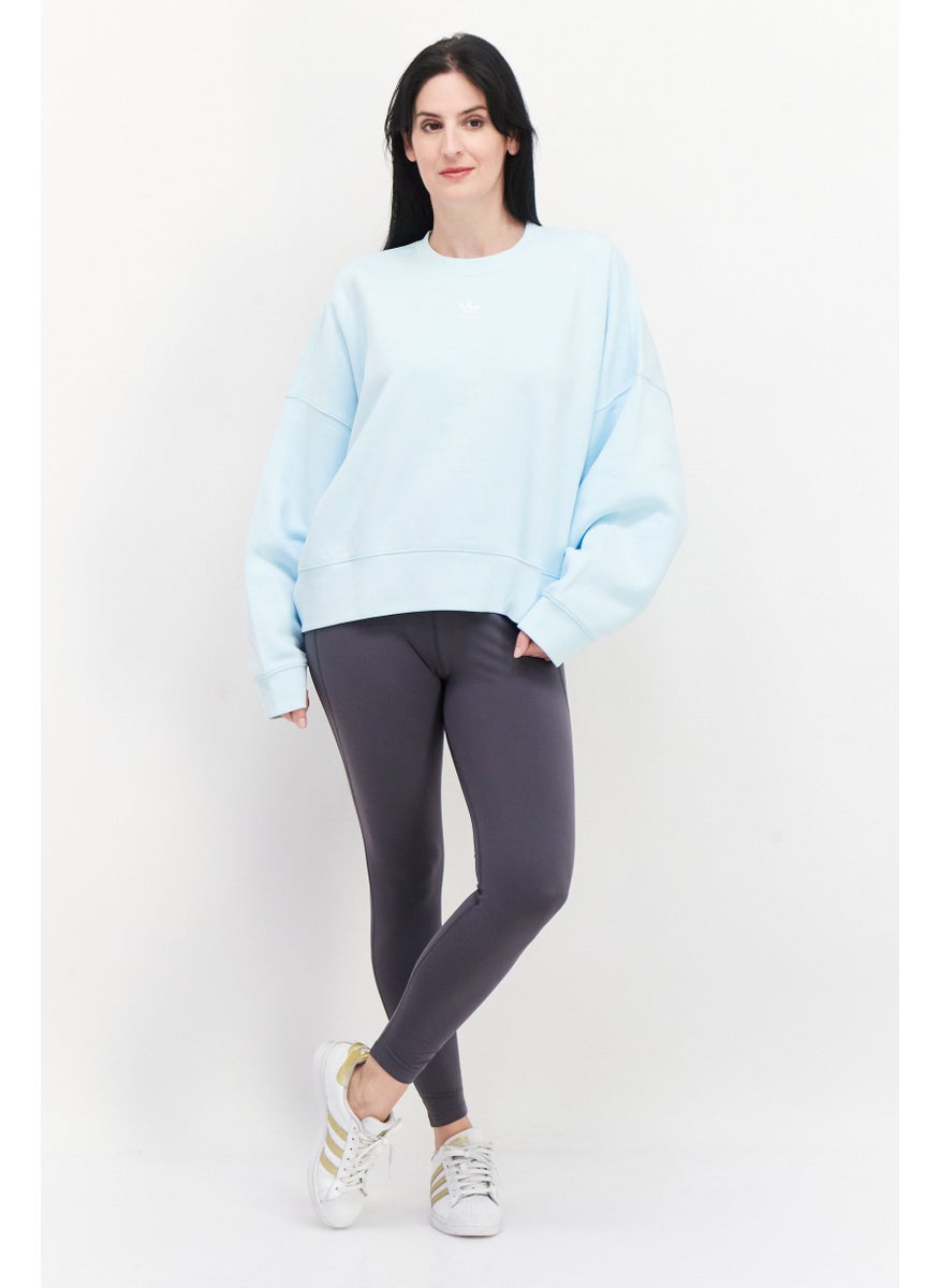 Women Plus Size Training Sweatshirt, Light Blue