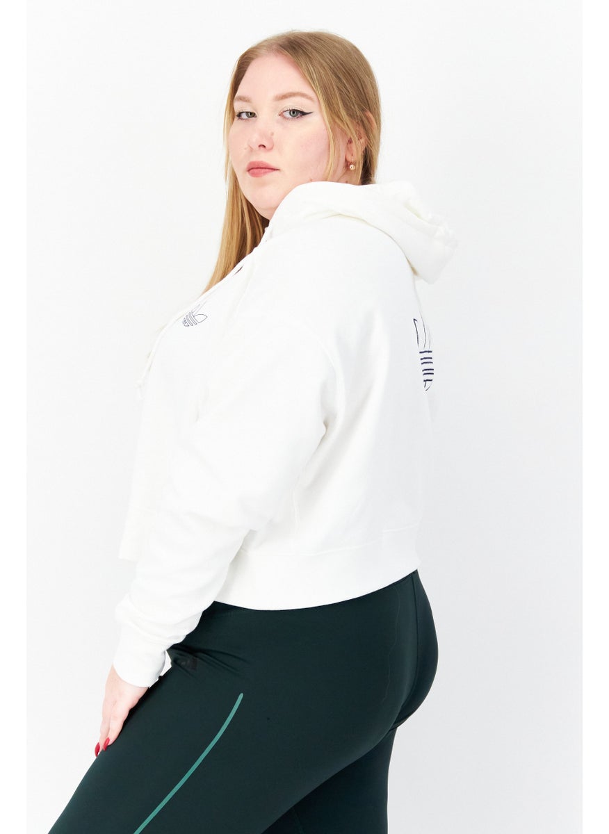 Women Plus Size Hooded Long Sleeve Outdoor Hoodies, White