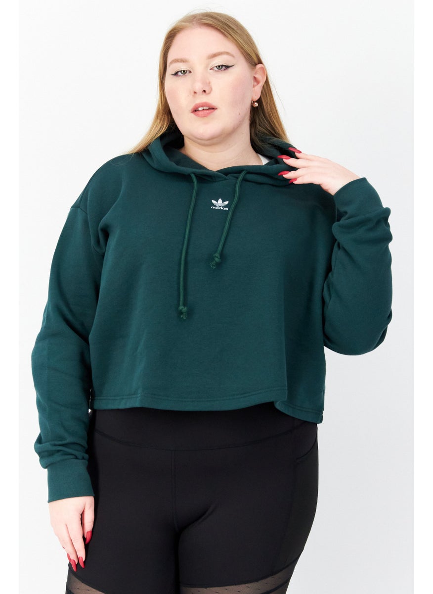 Women Plus Size Fit Long Sleeves Training Hoodie, Dark Green