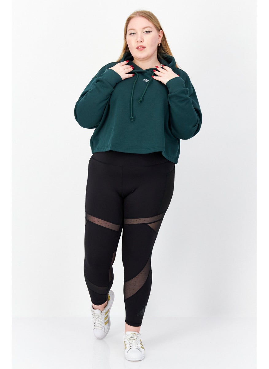 Women Plus Size Fit Long Sleeves Training Hoodie, Dark Green