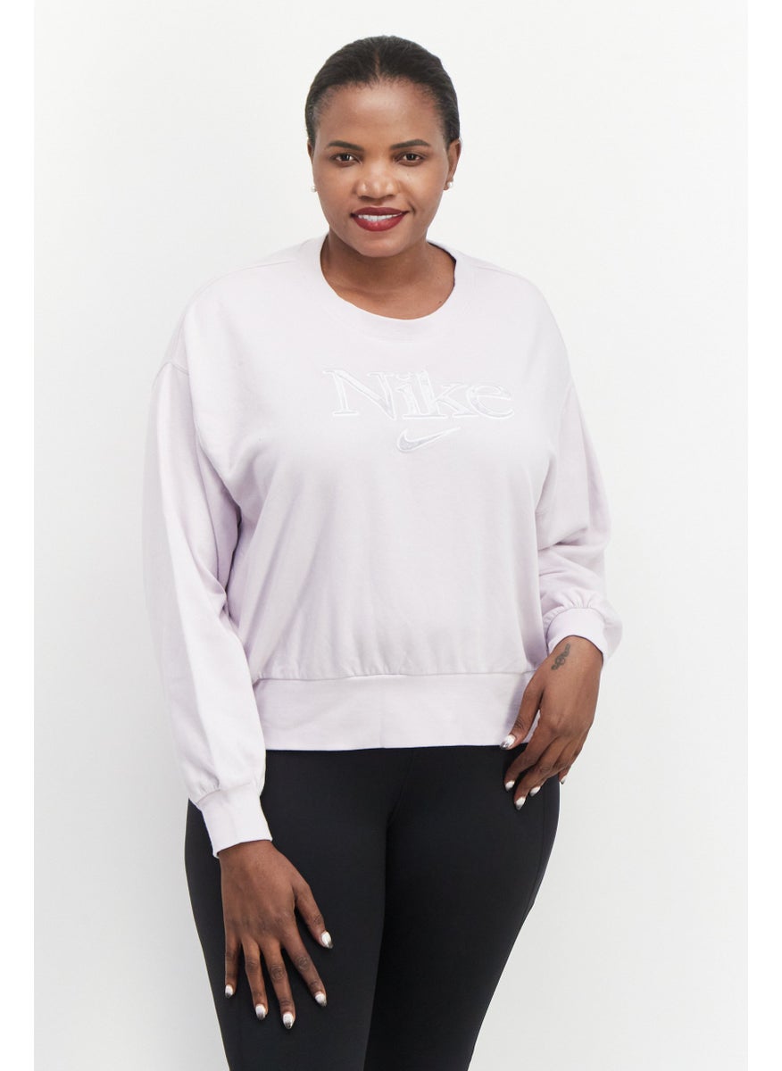 Women Plus Size Long Sleeve Outdoor Sweatshirts, Light Purple