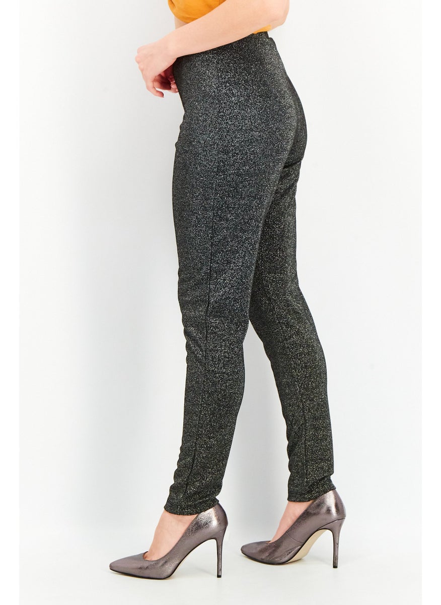 Women Textured Pull On Leggings, Black