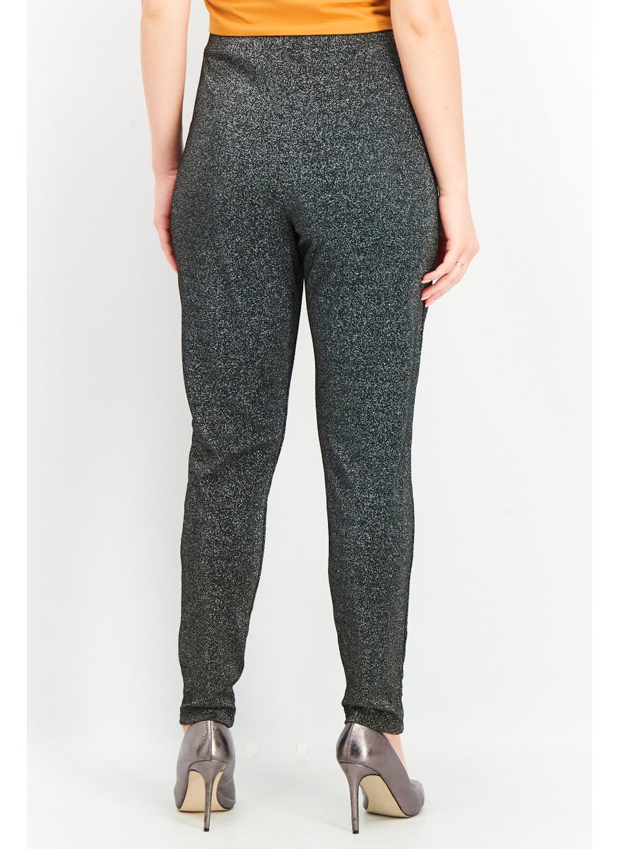 Women Textured Pull On Leggings, Black