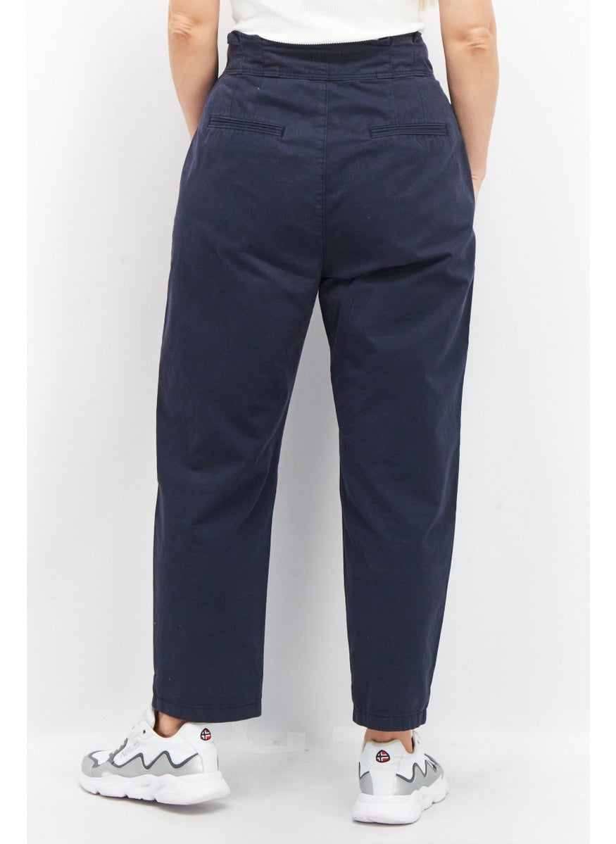 Women Regular Fit Pull-On Plain Pants, Navy