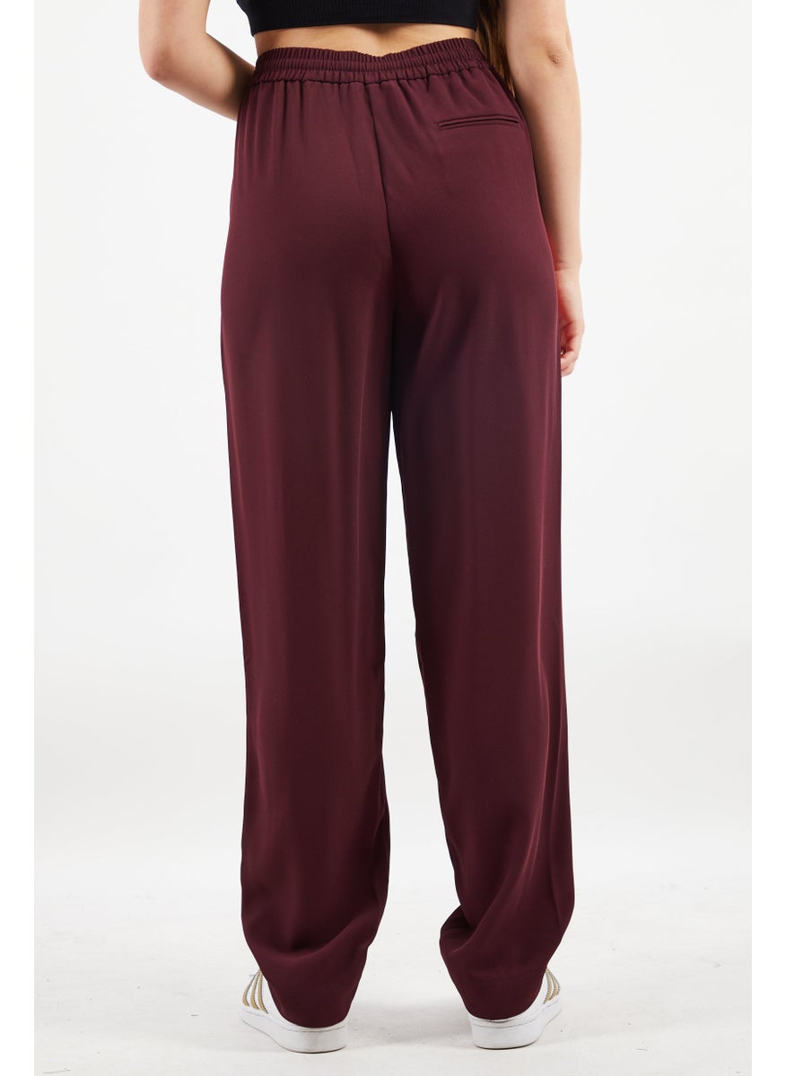 Women Regular Fit Side Tape Seamed Track Pants, Maroon