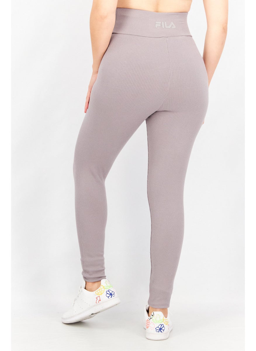 Women Sportswear Fit Full Length Brand Logo Leggings, Grey