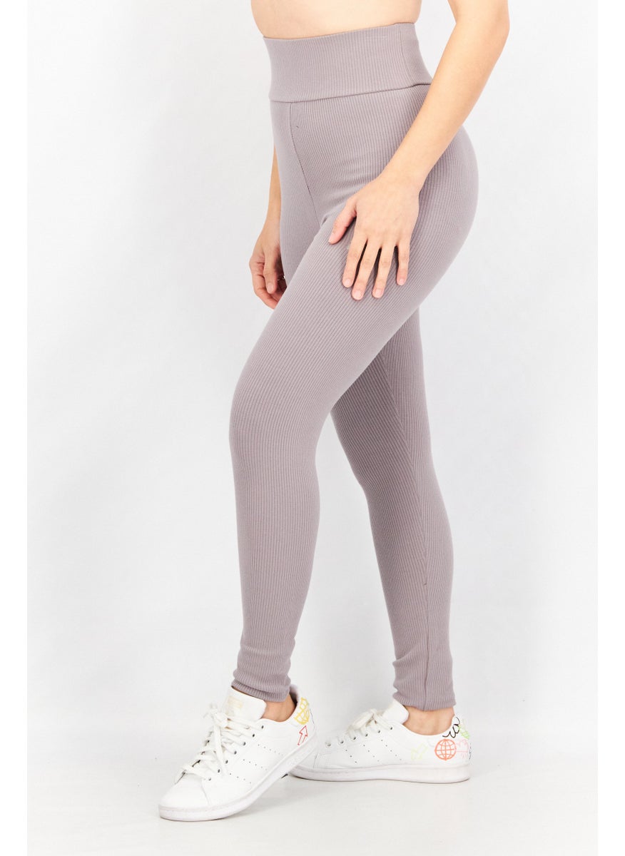 Women Sportswear Fit Full Length Brand Logo Leggings, Grey