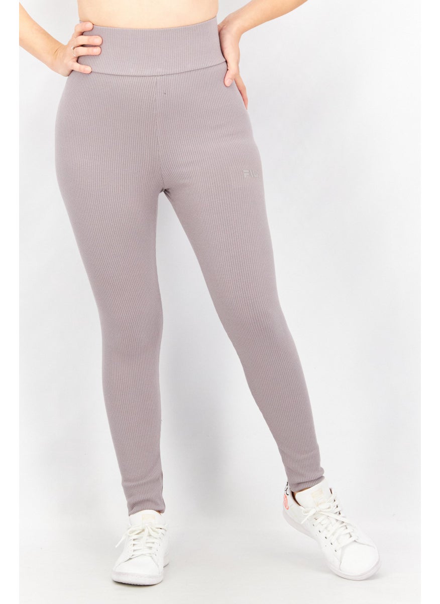 Women Sportswear Fit Full Length Brand Logo Leggings, Grey