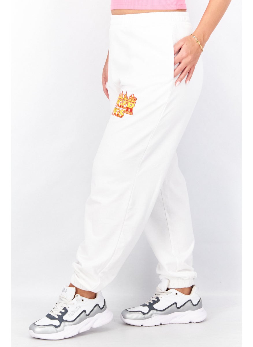 Women Regular Fit Brand Logo Jogger Pants, White