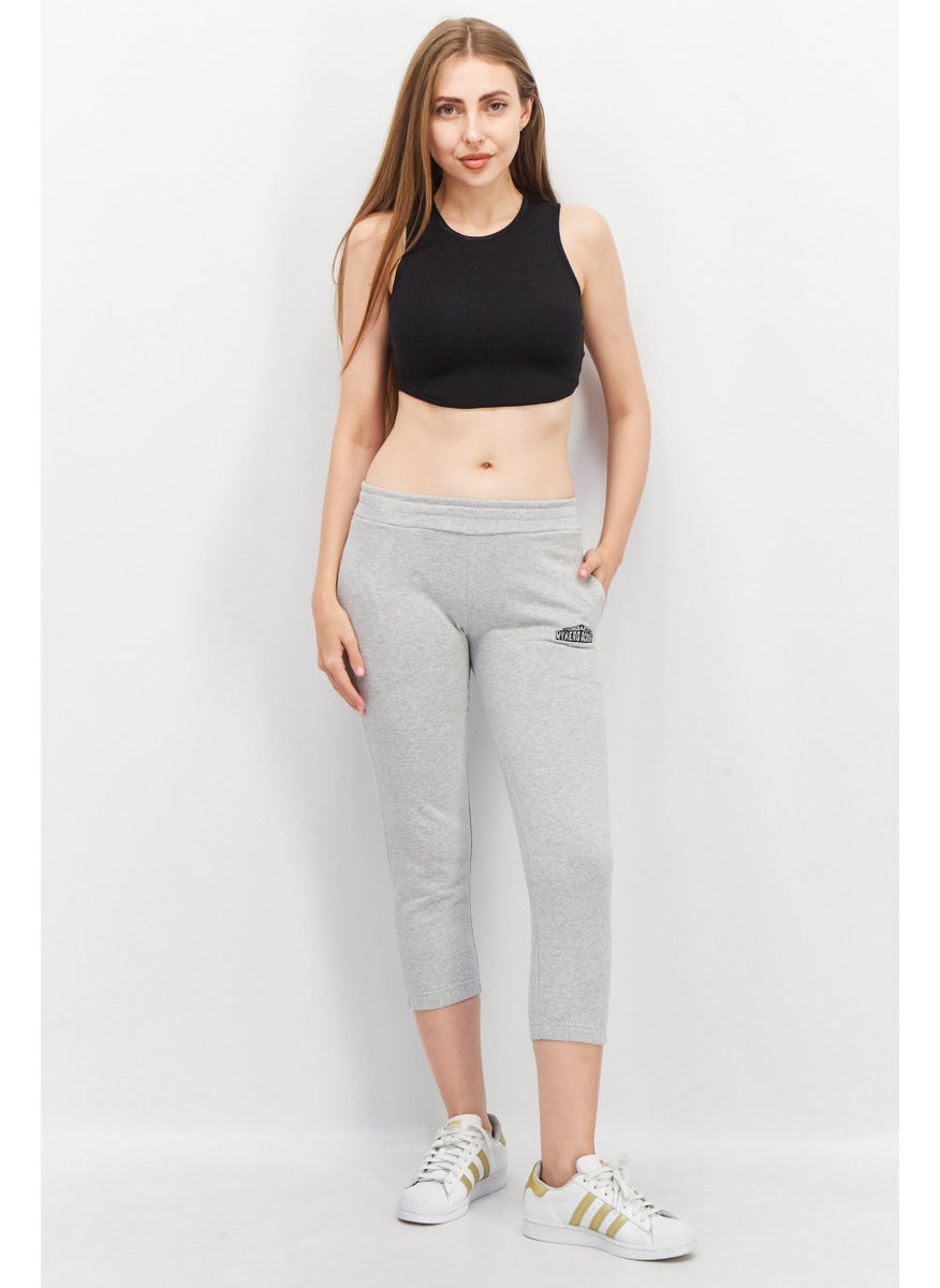 Women Embroidered Pull On Jogger Pants, Grey