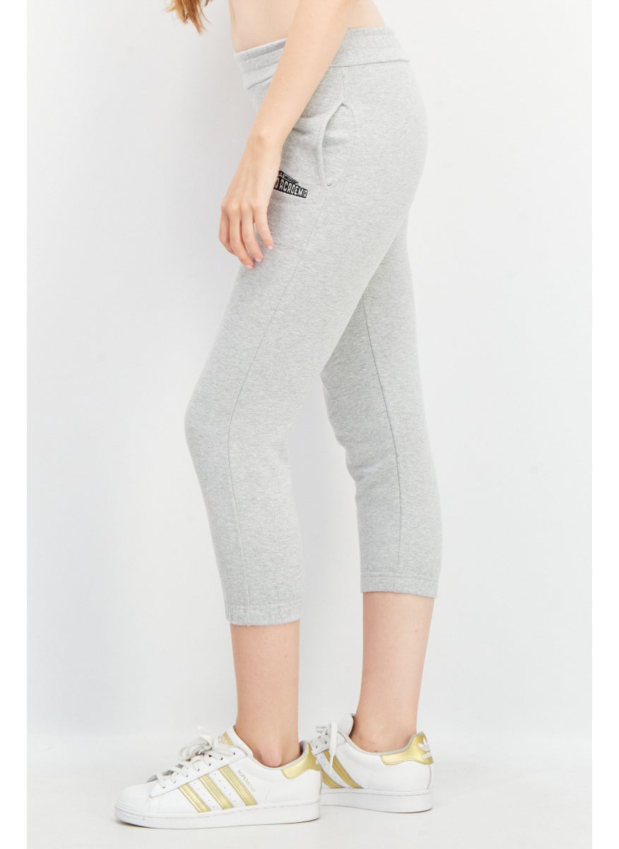 Women Embroidered Pull On Jogger Pants, Grey