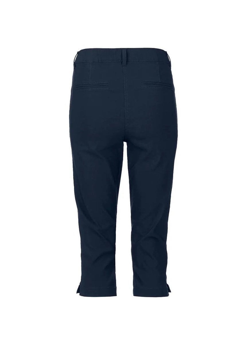 Women Solid Cropped Pants, Navy